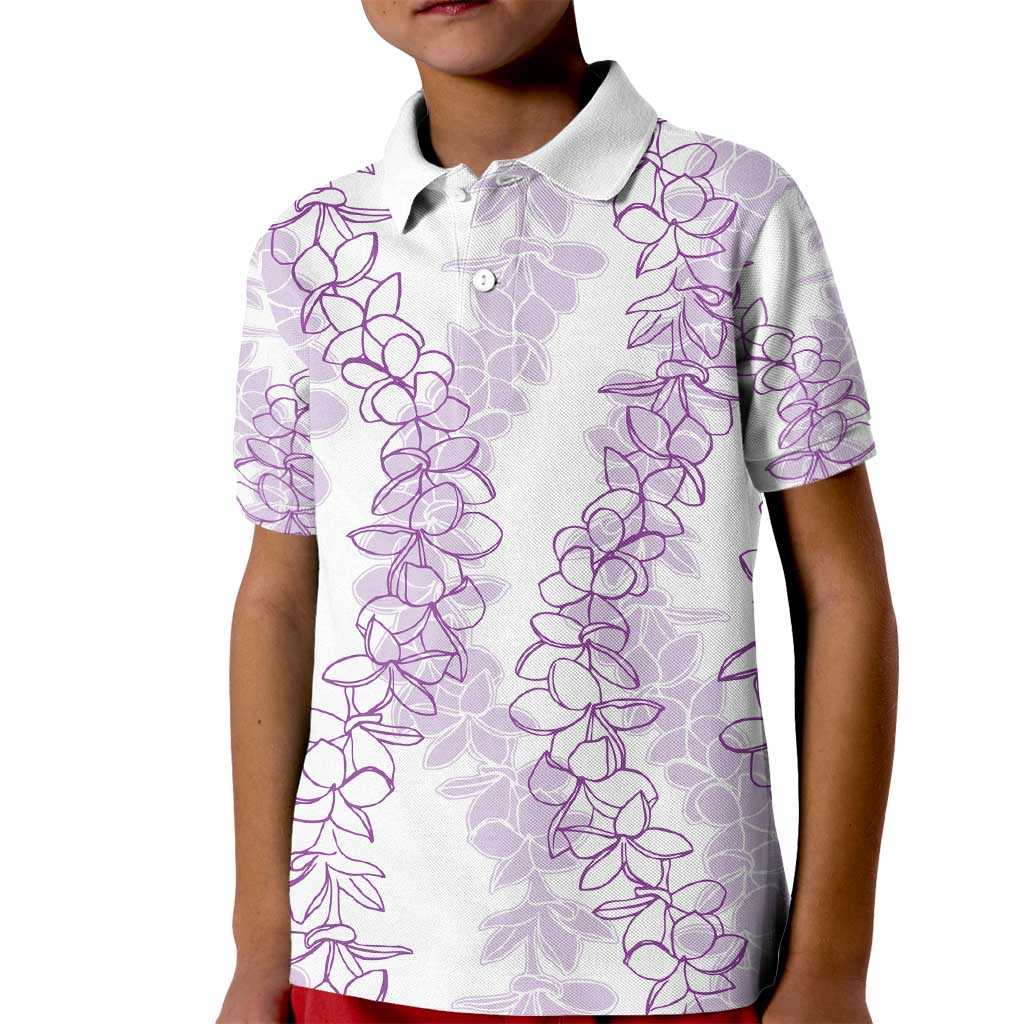 Hawaii Plumeria Lei Kid Polo Shirt Aloha Festive Vibe - Amethyst