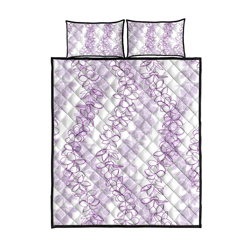 Hawaii Plumeria Lei Quilt Bed Set Aloha Festive Vibe - Amethyst