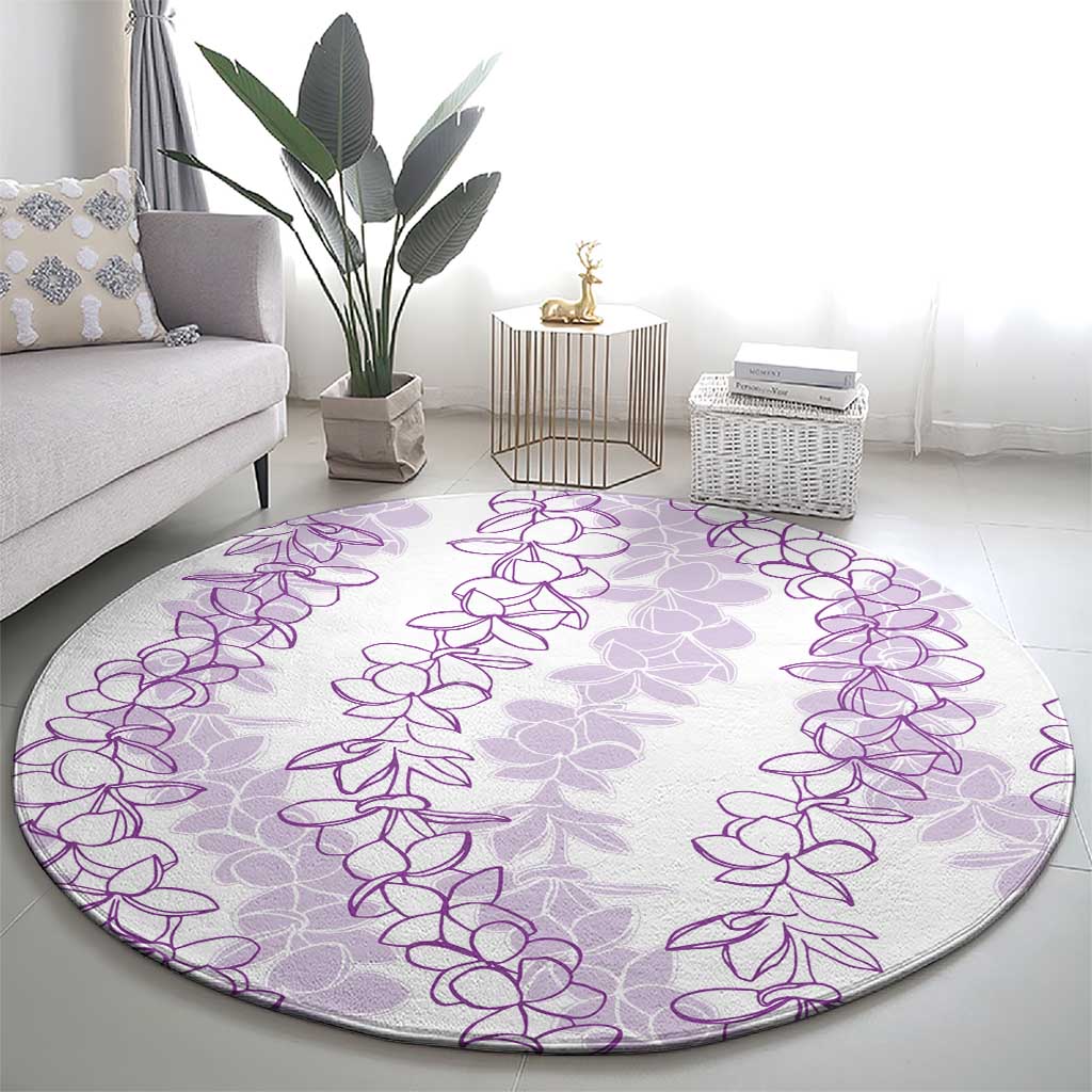 Hawaii Plumeria Lei Round Carpet Aloha Festive Vibe - Amethyst