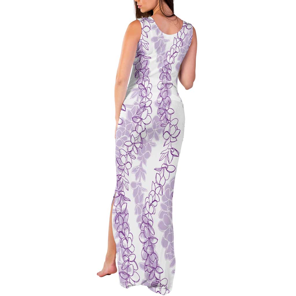 Hawaii Plumeria Lei Tank Maxi Dress Aloha Festive Vibe - Amethyst