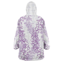 Hawaii Plumeria Lei Wearable Blanket Hoodie Aloha Festive Vibe - Amethyst