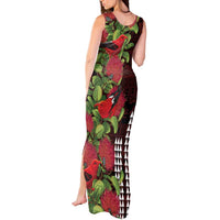 Hawaii Mele Kalikimaka Kakau Tank Maxi Dress I'iwi Bird on Ohia Lehua