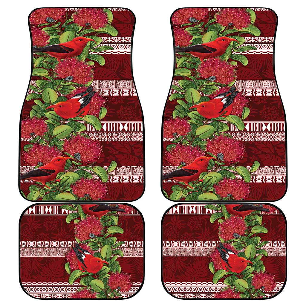 Hawaii Christmas Mele Kalikimaka Car Mats I'iwi Bird on Ohia Lehua