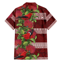 Hawaii Christmas Mele Kalikimaka Family Matching Long Sleeve Bodycon Dress and Hawaiian Shirt I'iwi Bird on Ohia Lehua