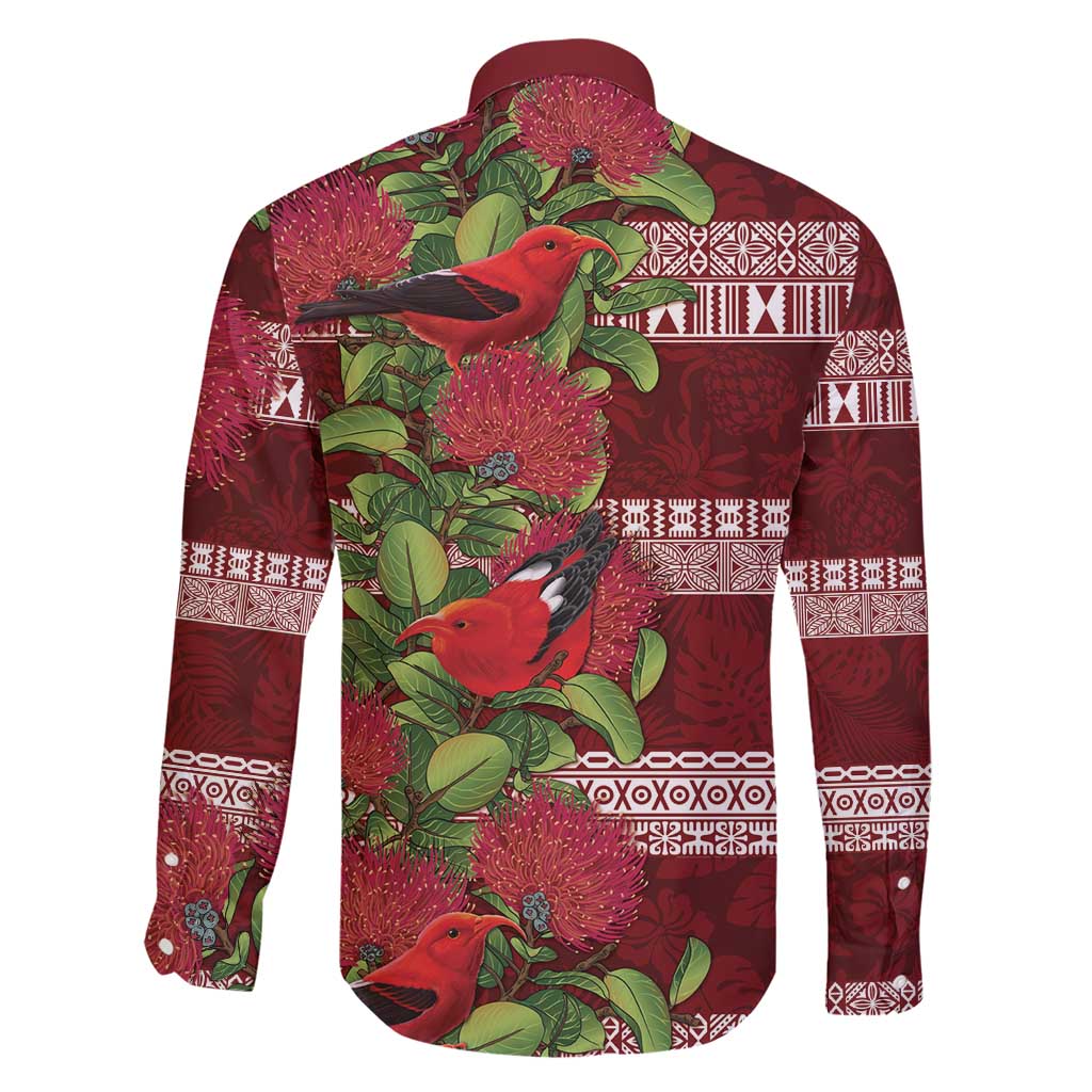 Hawaii Christmas Mele Kalikimaka Family Matching Short Sleeve Bodycon Dress and Hawaiian Shirt I'iwi Bird on Ohia Lehua LT7 - Polynesian Pride