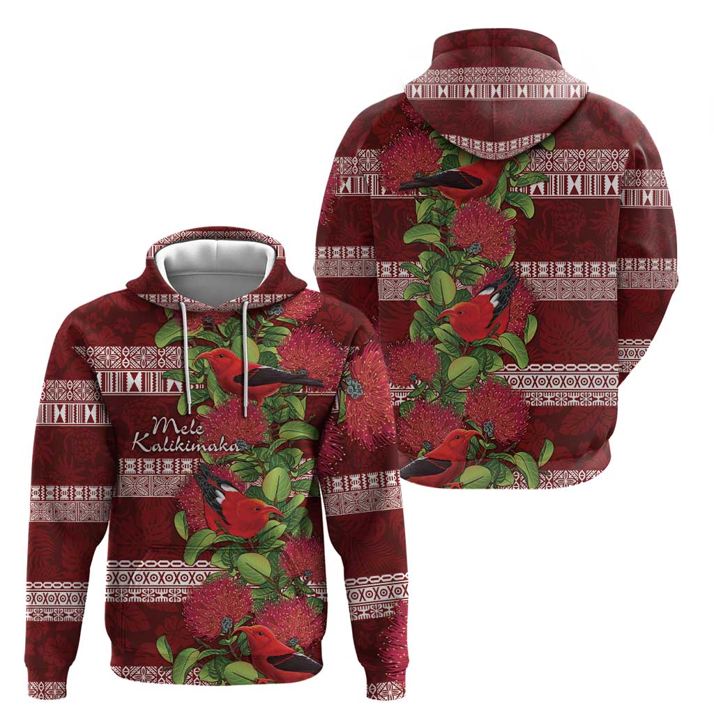 Hawaii Christmas Mele Kalikimaka Hoodie I'iwi Bird on Ohia Lehua LT7 - Polynesian Pride