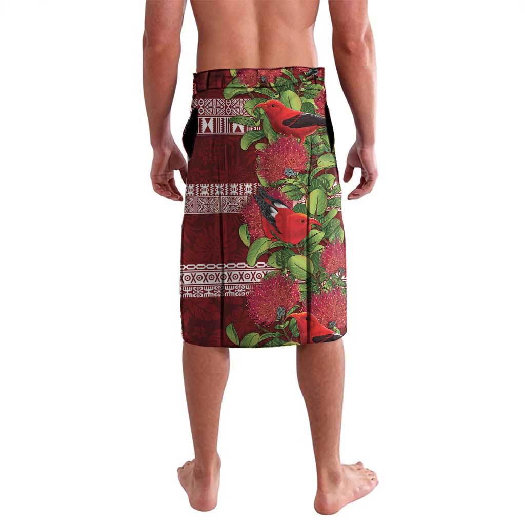 Hawaii Christmas Mele Kalikimaka Lavalava I'iwi Bird on Ohia Lehua