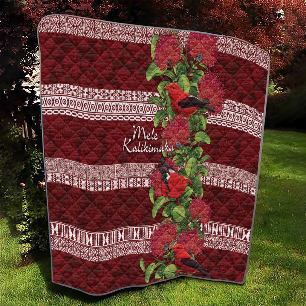 Hawaii Christmas Mele Kalikimaka Quilt I'iwi Bird on Ohia Lehua LT7 - Polynesian Pride