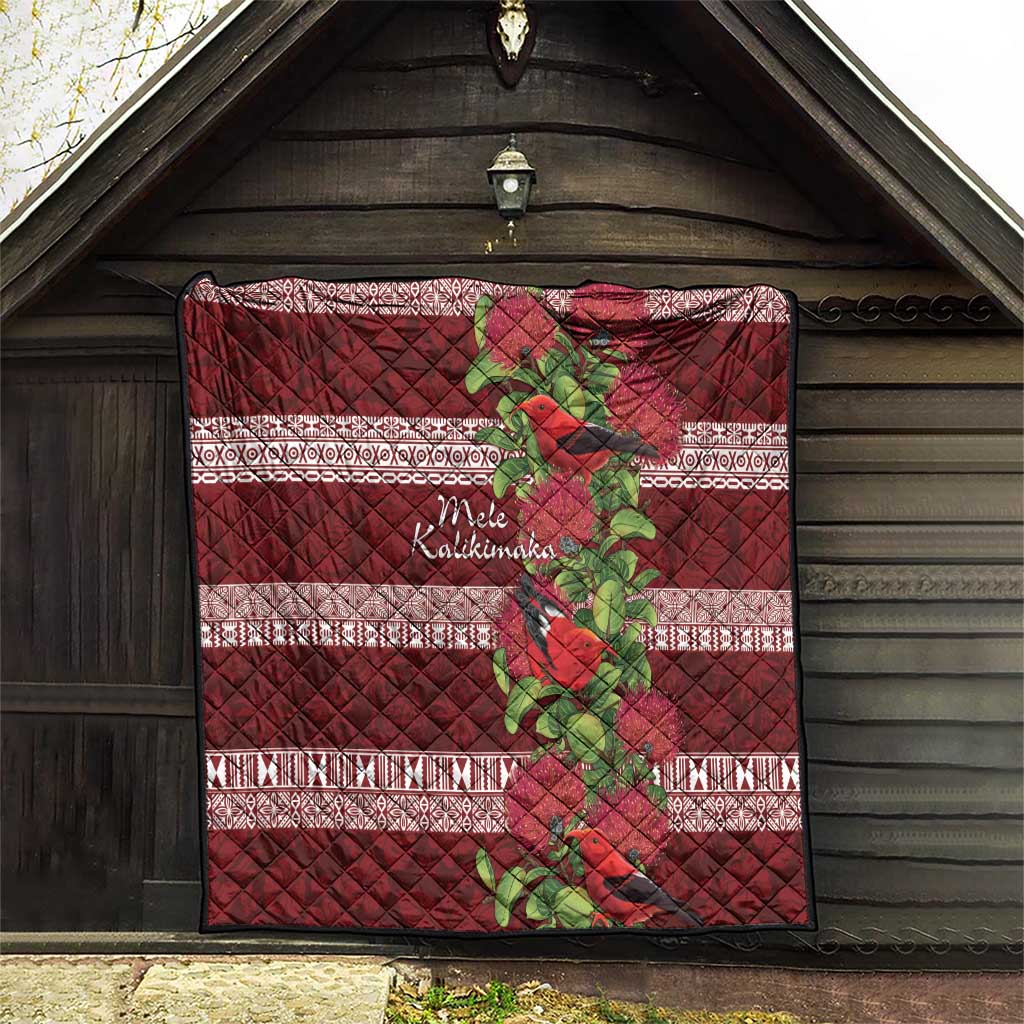 Hawaii Christmas Mele Kalikimaka Quilt I'iwi Bird on Ohia Lehua LT7 - Polynesian Pride