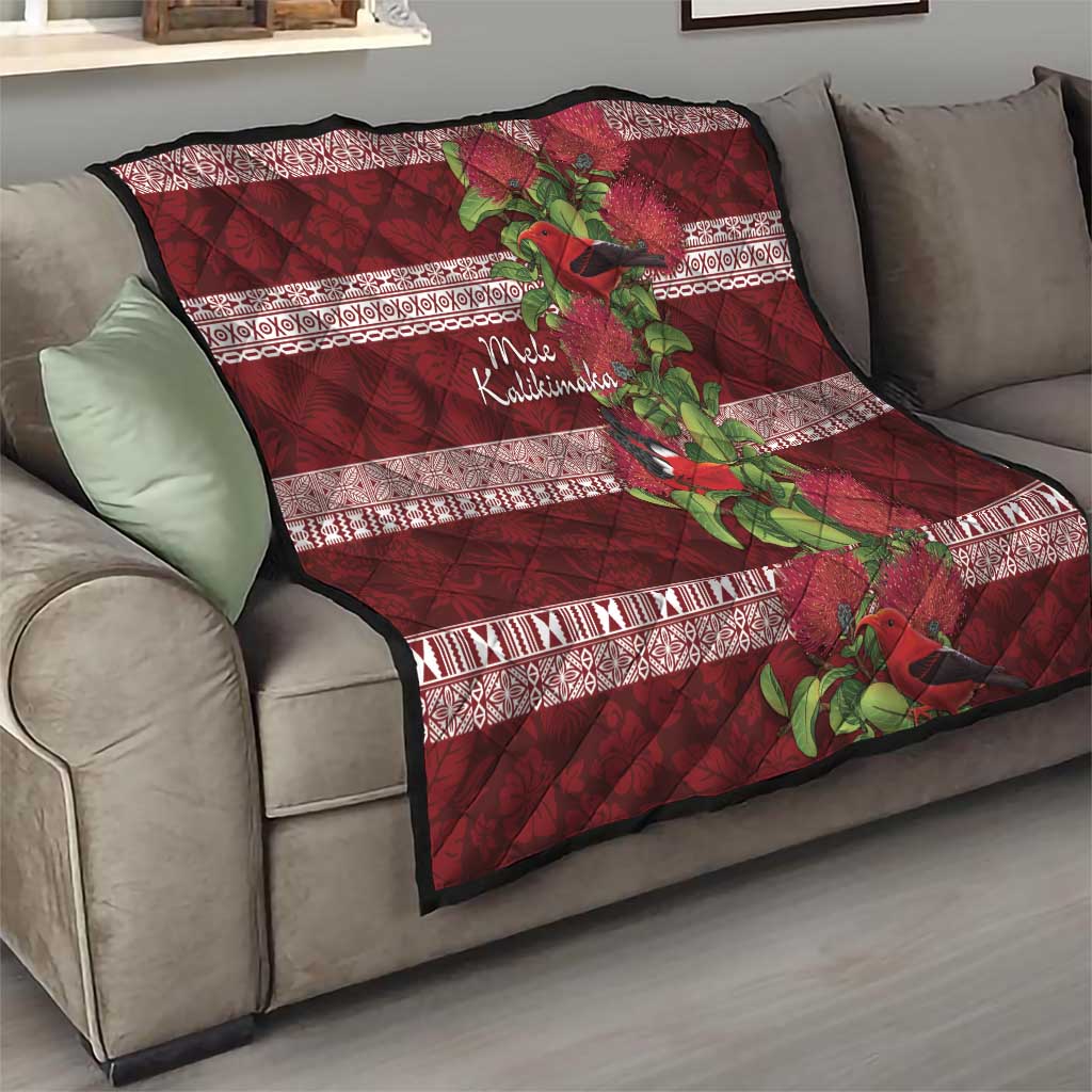 Hawaii Christmas Mele Kalikimaka Quilt I'iwi Bird on Ohia Lehua LT7 - Polynesian Pride