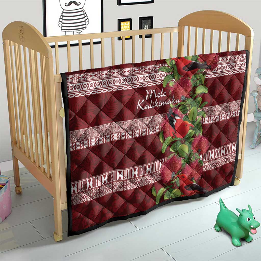 Hawaii Christmas Mele Kalikimaka Quilt I'iwi Bird on Ohia Lehua LT7 - Polynesian Pride
