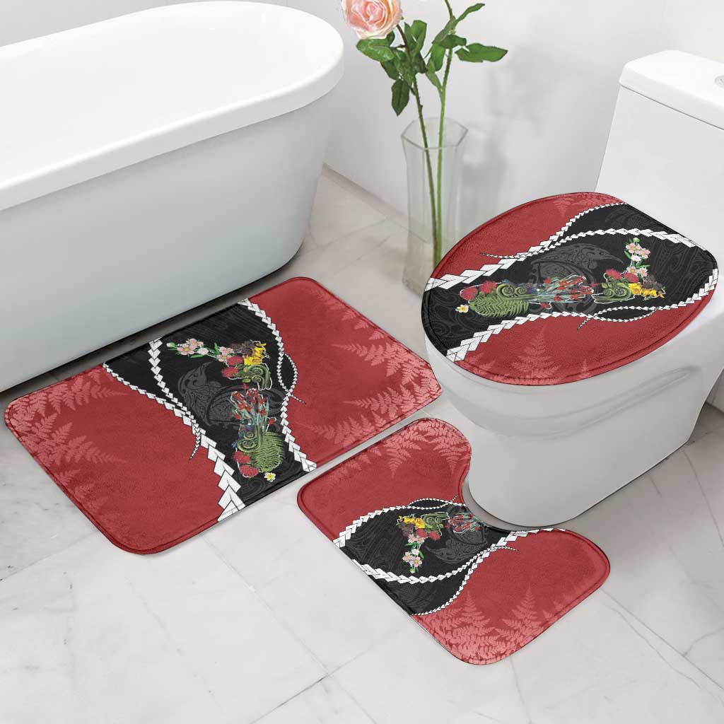 New Zealand Christmas Bathroom Set Flora Map with Birds - Polynesian Pride