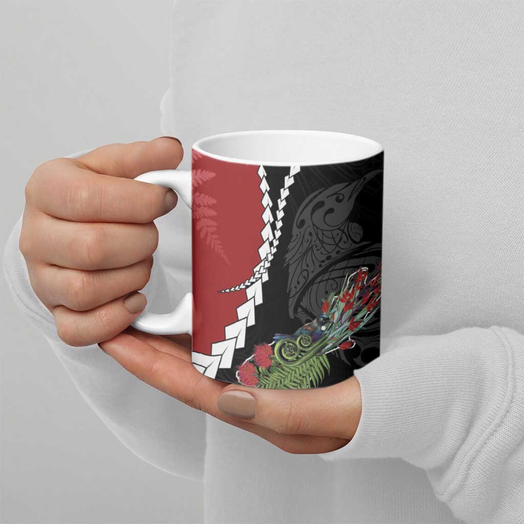 New Zealand Christmas Ceramic Mug Flora Map with Birds - Polynesian Pride