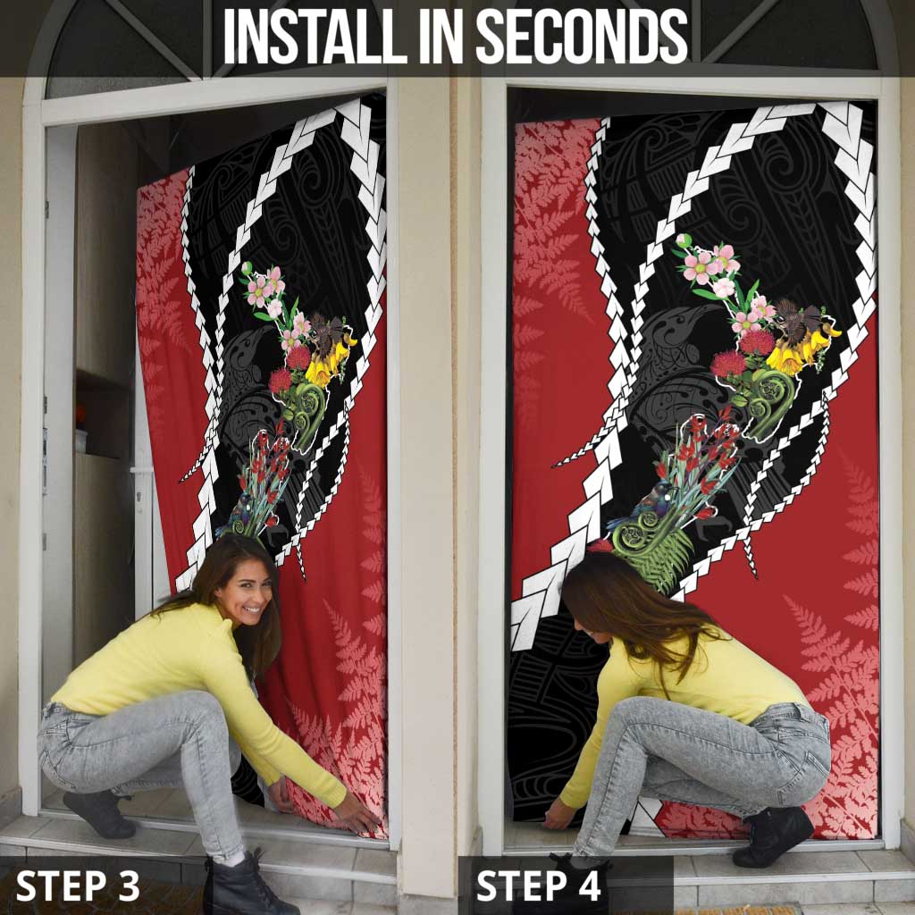 New Zealand Christmas Door Cover Flora Map with Birds - Polynesian Pride