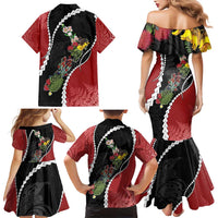 New Zealand Christmas Family Matching Mermaid Dress and Hawaiian Shirt Flora Map with Birds - Polynesian Pride
