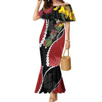 New Zealand Christmas Family Matching Mermaid Dress and Hawaiian Shirt Flora Map with Birds - Polynesian Pride