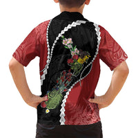 New Zealand Christmas Family Matching Off Shoulder Short Dress and Hawaiian Shirt Flora Map with Birds - Polynesian Pride