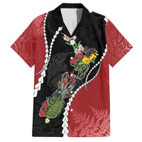 New Zealand Christmas Family Matching Summer Maxi Dress and Hawaiian Shirt Flora Map with Birds - Polynesian Pride