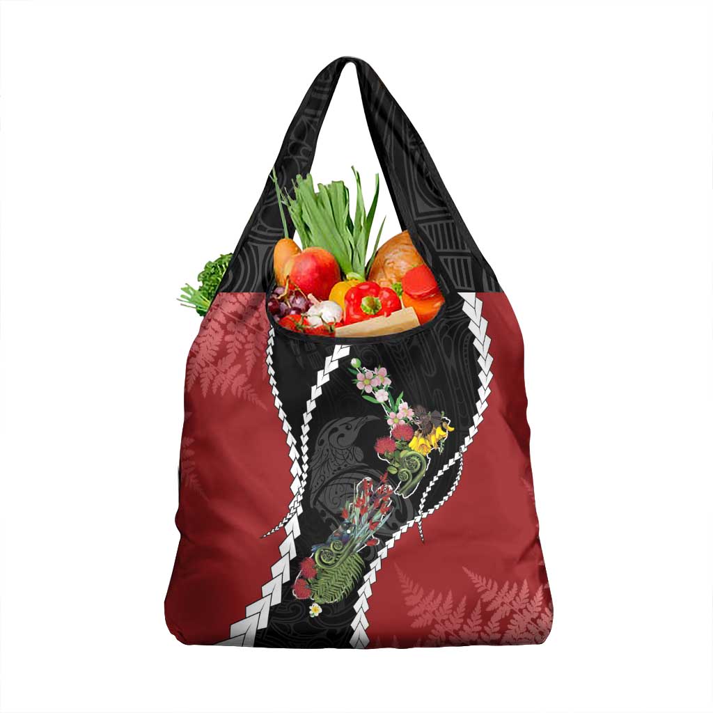 New Zealand Christmas Grocery Bag Flora Map with Birds - Polynesian Pride