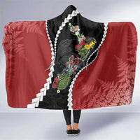 New Zealand Christmas Hooded Blanket Flora Map with Birds - Polynesian Pride