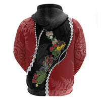 New Zealand Christmas Hoodie Flora Map with Birds - Polynesian Pride