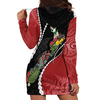 New Zealand Christmas Hoodie Dress Flora Map with Birds - Polynesian Pride