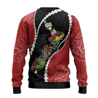 New Zealand Christmas Ugly Christmas Sweater Flora Map with Birds - Polynesian Pride
