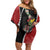New Zealand Christmas Off Shoulder Short Dress Flora Map with Birds - Polynesian Pride