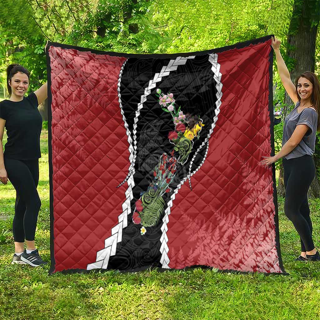 New Zealand Christmas Quilt Flora Map with Birds - Polynesian Pride