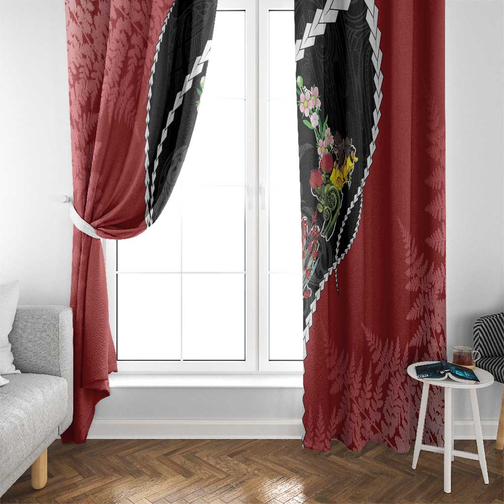 New Zealand Christmas Window Curtain Flora Map with Birds - Polynesian Pride