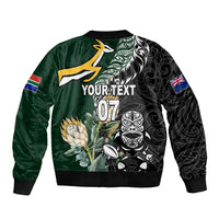 Custom South Africa Mix New Zealand Rugby 2023 Sleeve Zip Bomber Jacket World Cup Greatest Rivalry LT7 - Polynesian Pride