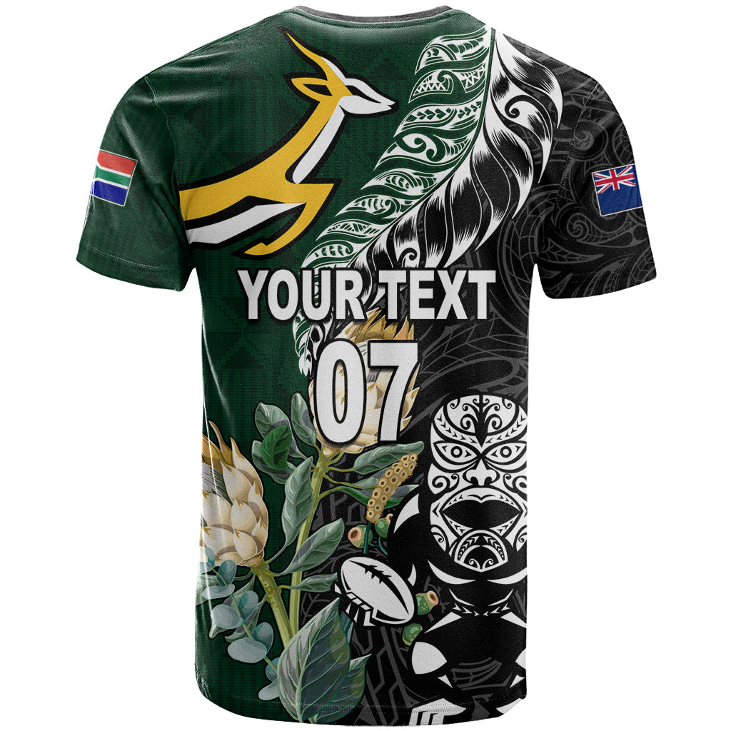 Custom South Africa Mix New Zealand Rugby 2023 T Shirt World Cup Greatest Rivalry LT7 - Polynesian Pride