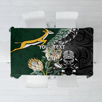 Custom South Africa Mix New Zealand Rugby 2023 Tablecloth World Cup Greatest Rivalry LT7 Black Green - Polynesian Pride