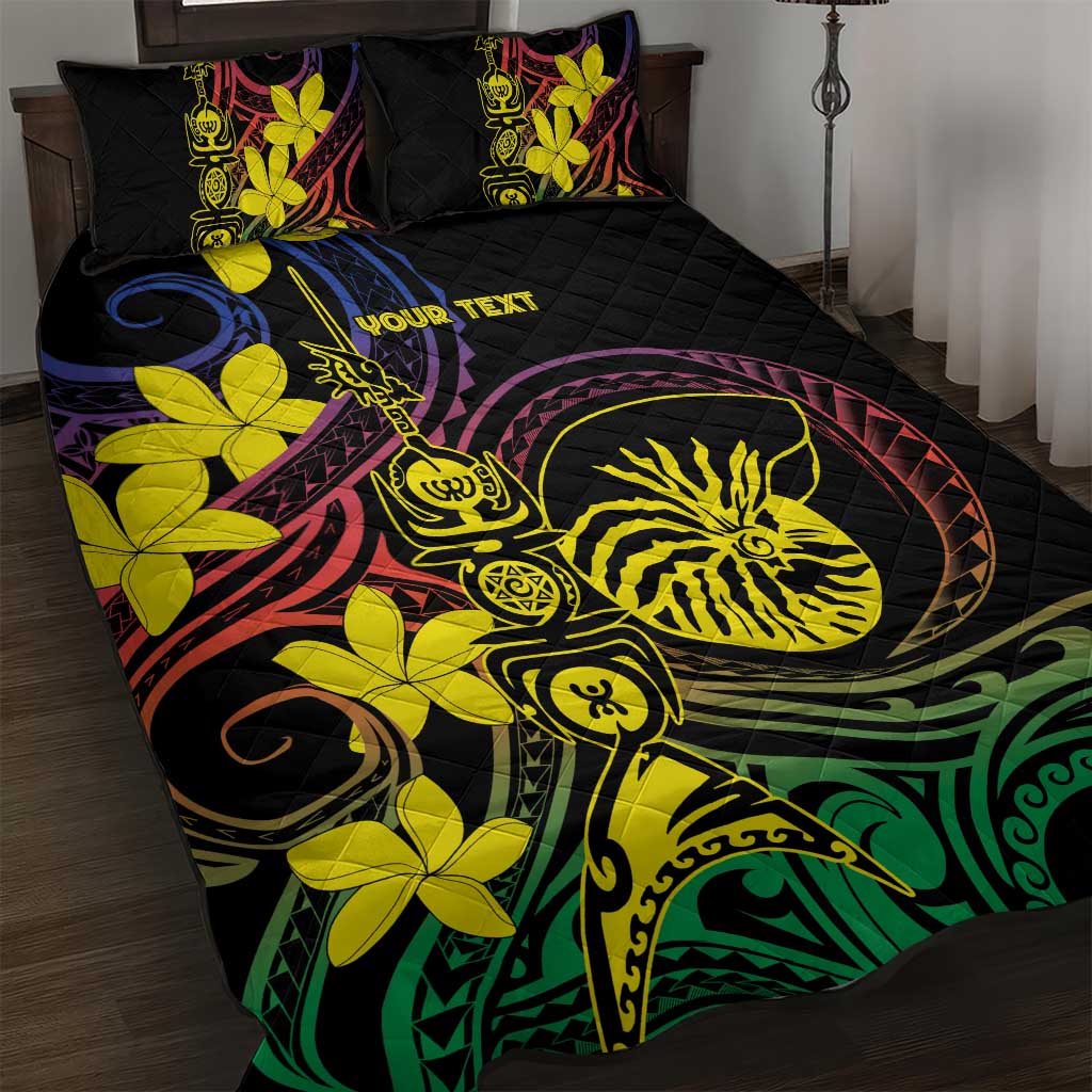 New Caledonia Kanaky Personalized Quilt Bed Set Fleche Faitiere - Plumeria LT7 Colorful - Polynesian Pride