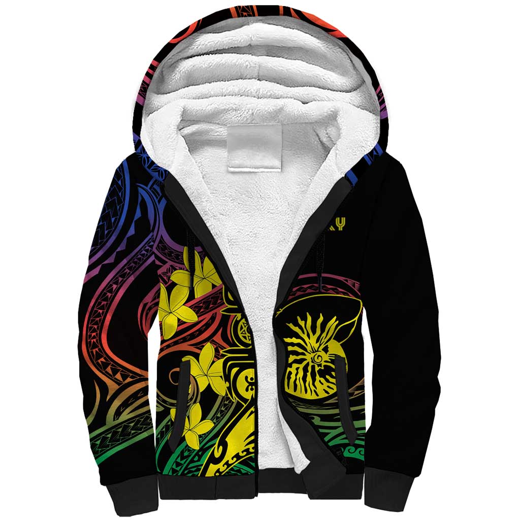 New Caledonia Kanaky Personalized Sherpa Hoodie Fleche Faitiere - Plumeria LT7 Unisex Colorful - Polynesian Pride