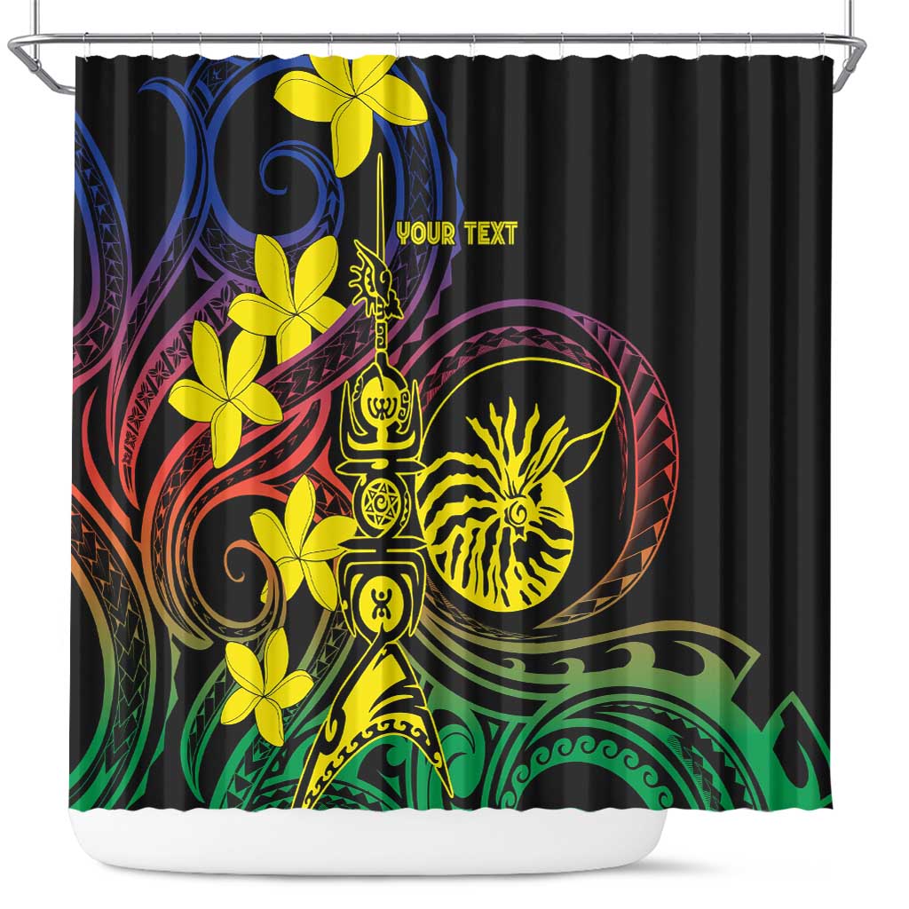 New Caledonia Kanaky Personalized Shower Curtain Fleche Faitiere - Plumeria LT7 Colorful - Polynesian Pride