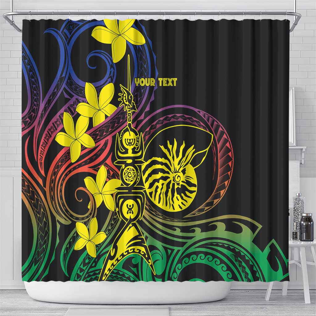 New Caledonia Kanaky Personalized Shower Curtain Fleche Faitiere - Plumeria LT7 - Polynesian Pride