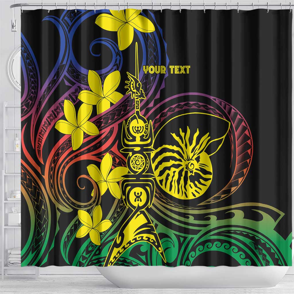 New Caledonia Kanaky Personalized Shower Curtain Fleche Faitiere - Plumeria LT7 - Polynesian Pride