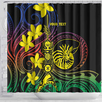 New Caledonia Kanaky Personalized Shower Curtain Fleche Faitiere - Plumeria LT7 - Polynesian Pride