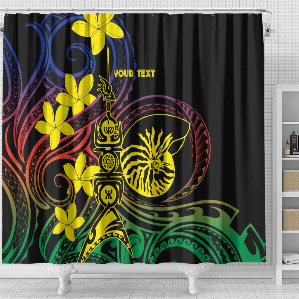New Caledonia Kanaky Personalized Shower Curtain Fleche Faitiere - Plumeria LT7 - Polynesian Pride