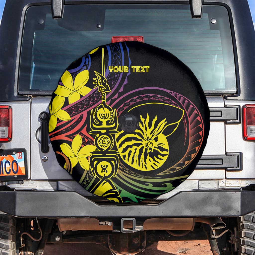 New Caledonia Kanaky Personalized Spare Tire Cover Fleche Faitiere - Plumeria LT7 Colorful - Polynesian Pride