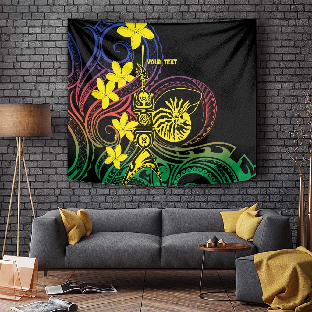 New Caledonia Kanaky Personalized Tapestry Fleche Faitiere - Plumeria LT7 Colorful - Polynesian Pride