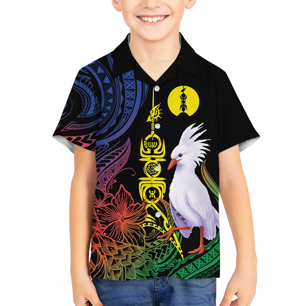 New Caledonia Kanaky Personalized Kid Hawaiian Shirt Fleche Faitiere Mix Kagu LT7 Kid Colorful - Polynesian Pride