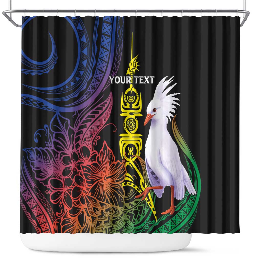New Caledonia Kanaky Personalized Shower Curtain Fleche Faitiere Mix Kagu LT7 Colorful - Polynesian Pride