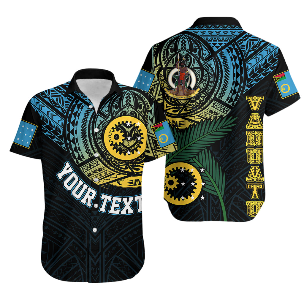 Personalised Vanuatu Hawaiian Shirt Turtle Chest Tattoo Flag Color - Sanma LT7 Black - Polynesian Pride