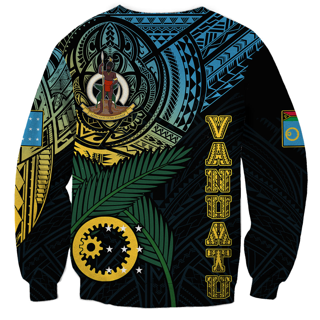 Personalised Vanuatu Sweatshirt Turtle Chest Tattoo Flag Color - Sanma LT7 - Polynesian Pride