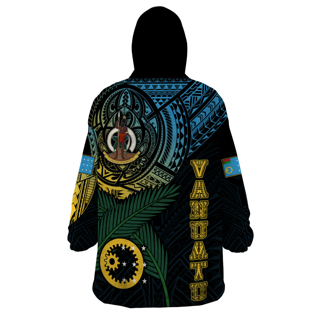 Personalised Vanuatu Wearable Blanket Hoodie Turtle Chest Tattoo Flag Color - Sanma LT7 - Polynesian Pride