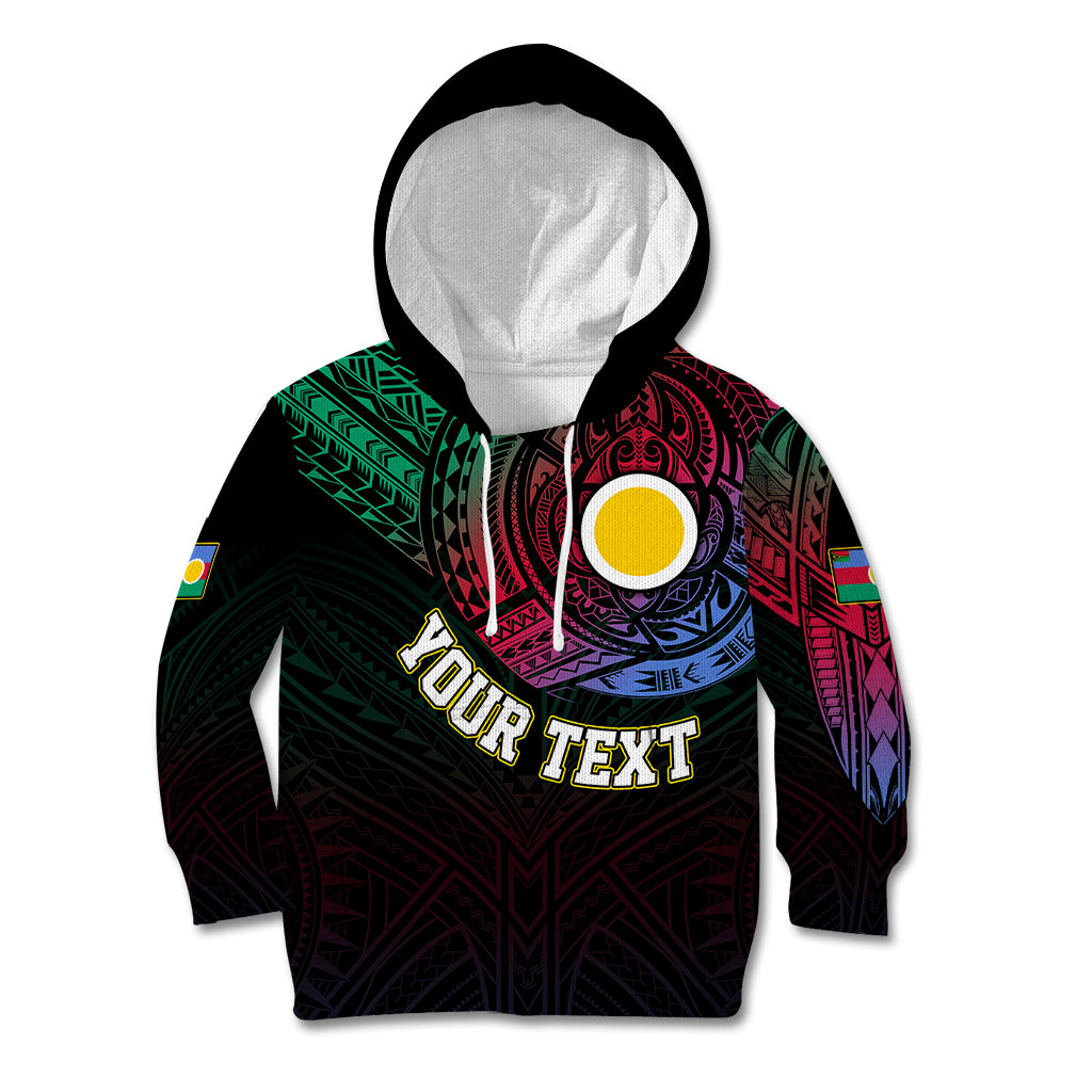 Personalised Vanuatu Kid Hoodie Turtle Chest Tattoo Flag Color - Shefa LT7 Hoodie Black - Polynesian Pride