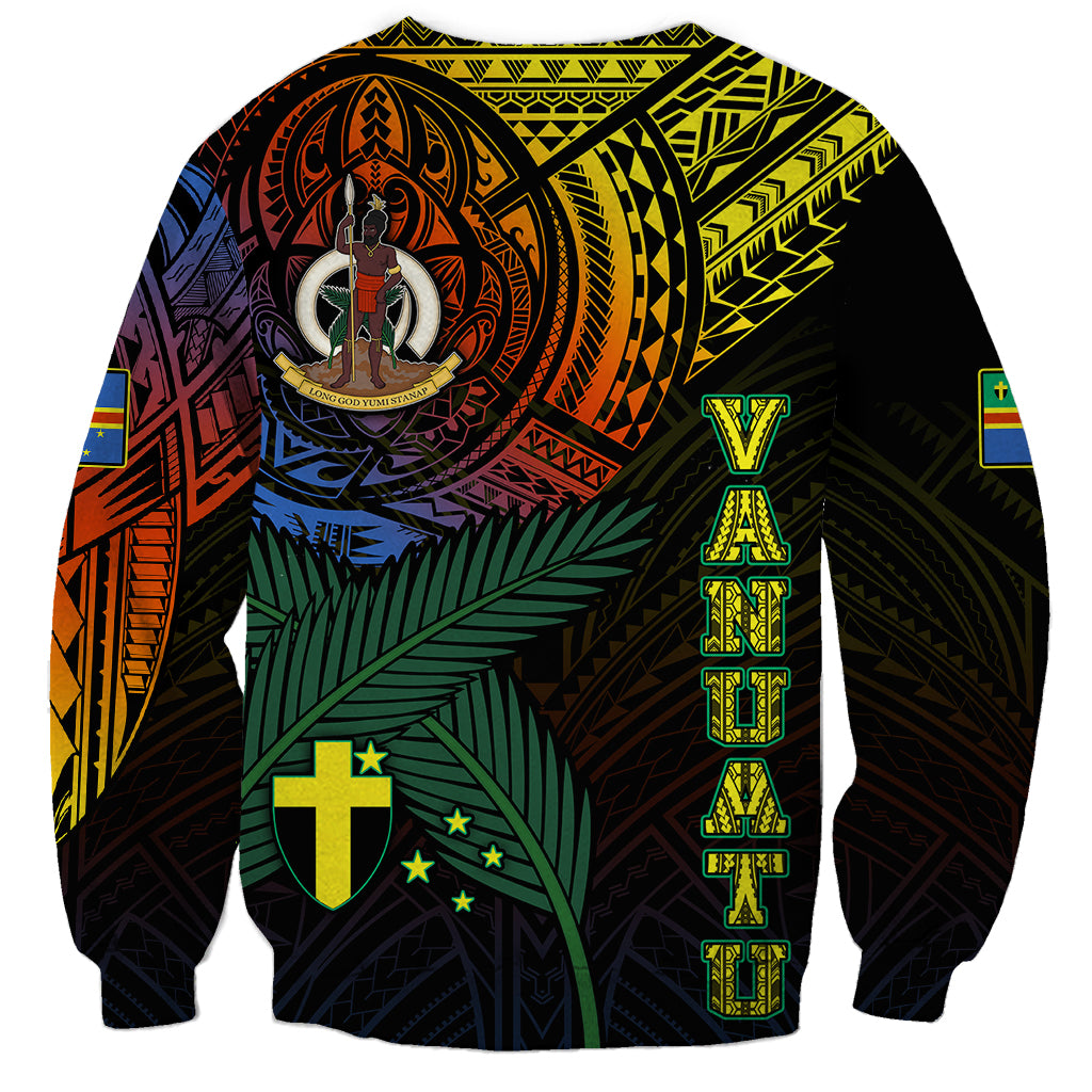 Personalised Vanuatu Sweatshirt Turtle Chest Tattoo Flag Color - Tafea LT7 - Polynesian Pride