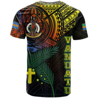 Custom Vanuatu T Shirt Turtle Chest Tattoo Flag Color Tafea LT7 - Polynesian Pride